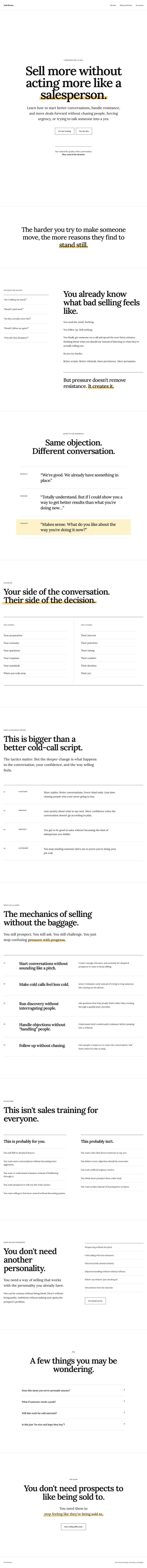 Josh Braun landing page designed from the Kit's positioning read