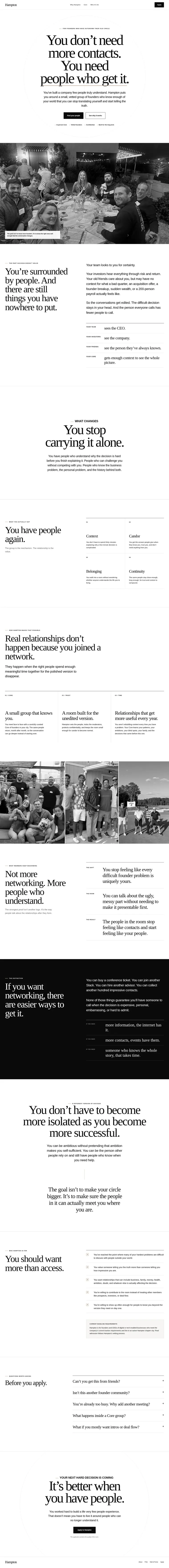 Hampton landing page designed from the Kit's positioning read