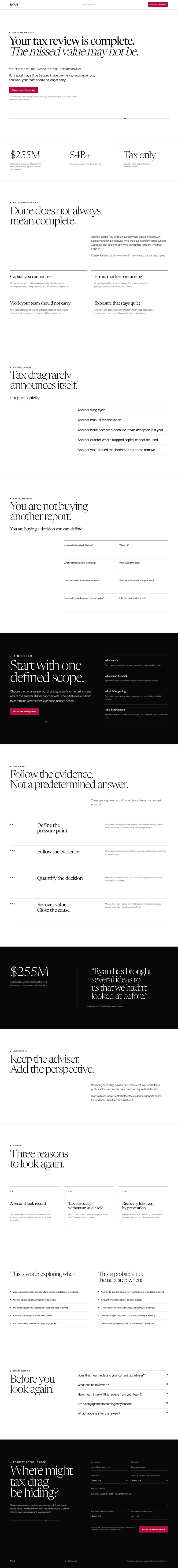 Ryan landing page designed from the Kit's positioning read