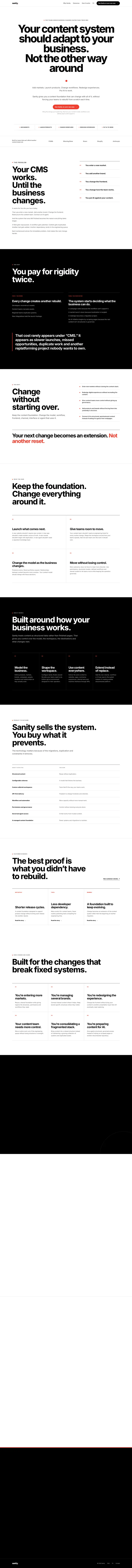 Sanity landing page designed from the Kit's positioning read