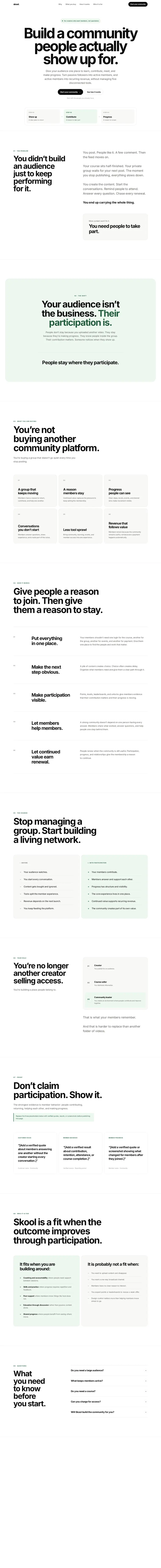 Skool landing page designed from the Kit's positioning read